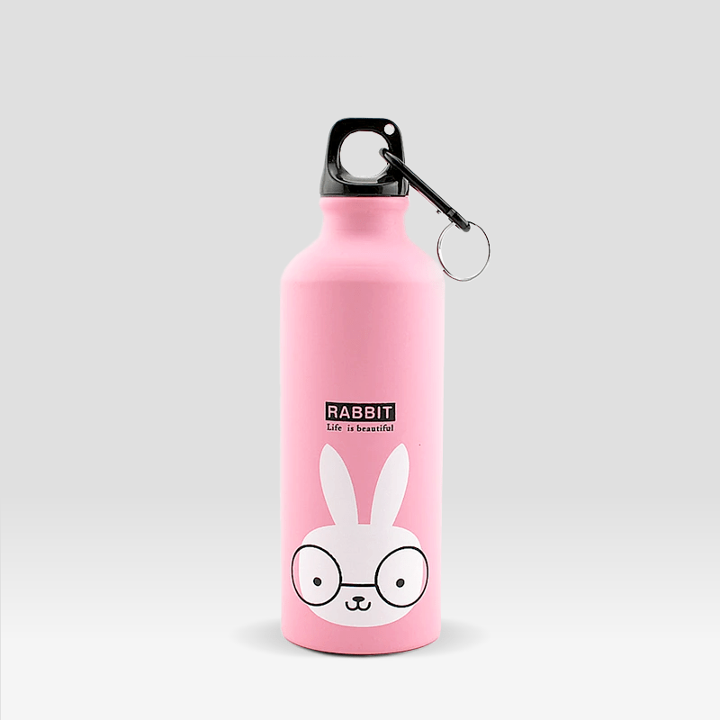 Gourde en Métal Lapin Rose / 500-600ml