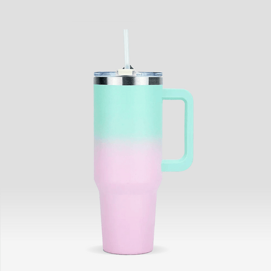 Gourde Thermos avec Paille Bleue et Rose Bleu et Rose / 800-900ml