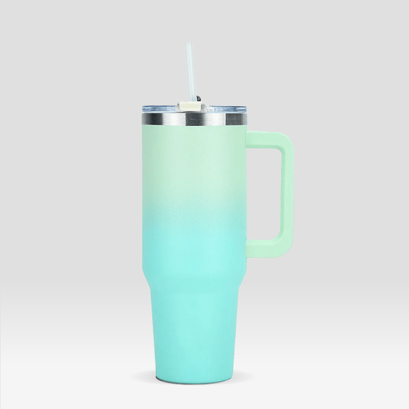 Gourde Thermos avec Paille Verte et Bleue Vert et Bleu / 800-900ml